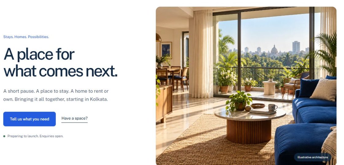 Avasa website pairing its stays and homes introduction with a sunlit interior